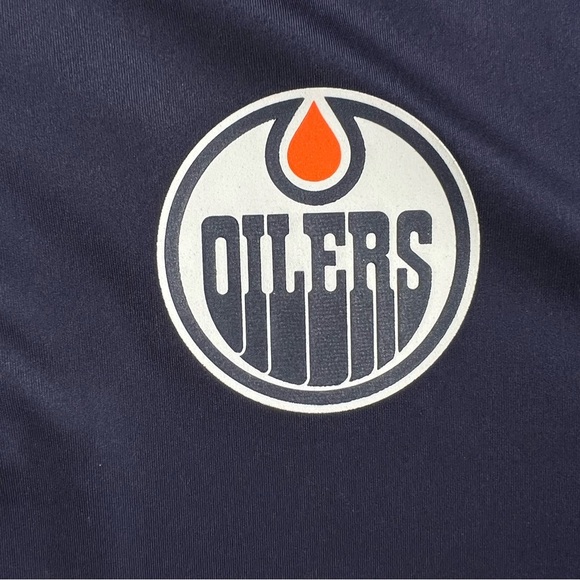 ADIDAS / EDMONTON OILERS / NHL NAVY BLUE QUARTER ZIP PULLOVER SIZE SMALL - Picture 10 of 12